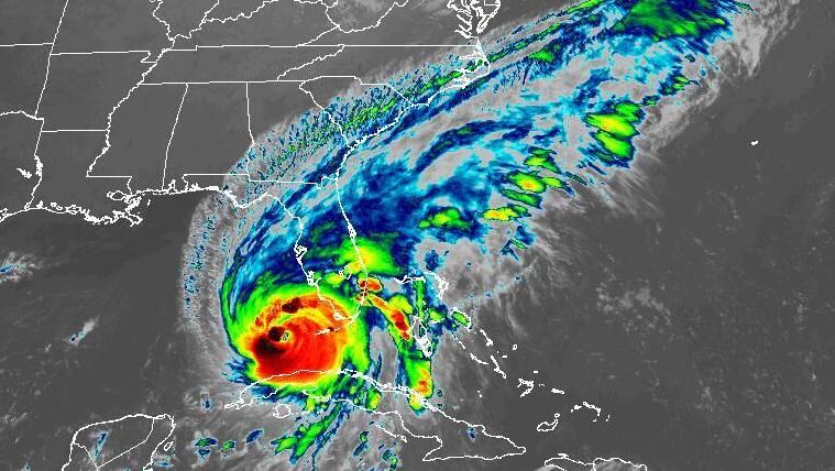 A satellite image of the tropical storm that is headed toward florida.